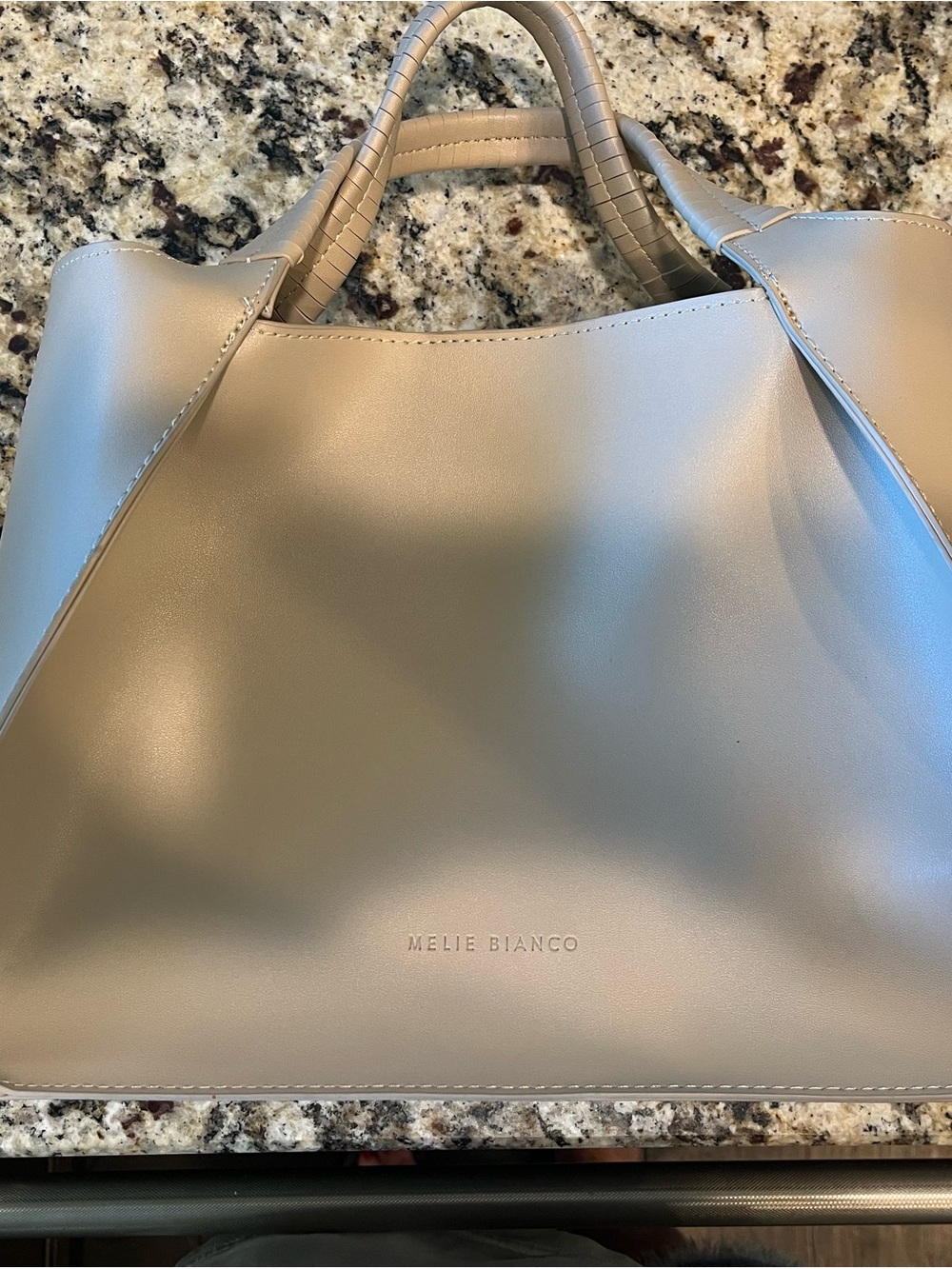Melie Bianco Cream Tote with Top Handles